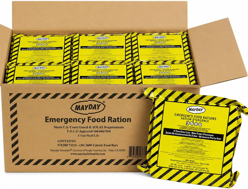 Mayday USCG-Approved Emergency Food Bars — 5-Year Shelf Life