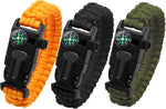 aiGear 3-Pack Survival Paracord Bracelets — Compass, Whistle & Fire Starter