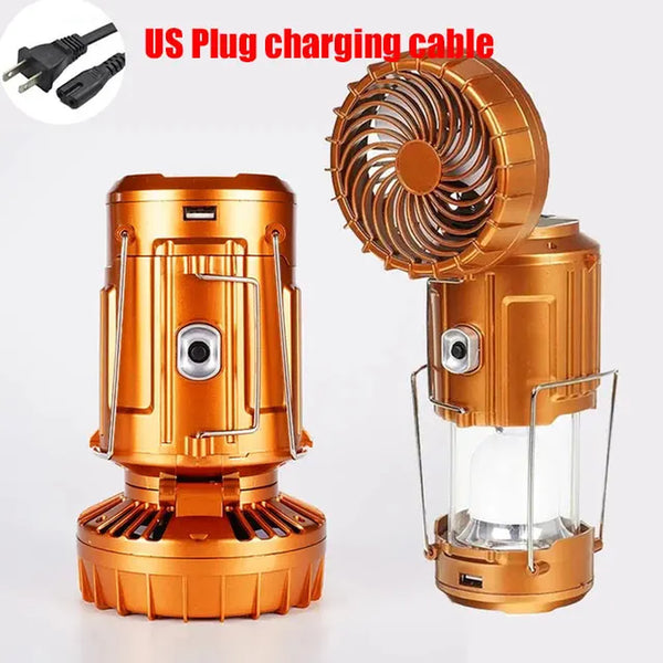 Solar Rechargeable Camping Lantern with Fan