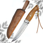 Damascus Steel Folding Pocket Knife — Ironwood Handle