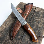 Damascus Steel Folding Pocket Knife — Ironwood Handle