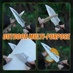 Damascus Steel Outdoor Fixed Blade Knife with Leather Sheath